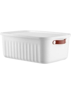 Larskas Kapaklı Kutu, 35X25X14 cm Boyutunda Beyaz 10 Litre