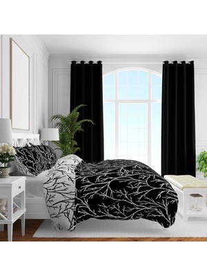 Karahanbey Brielle Düz Pamuk Saten Nevresim Setleri, Siyah, Queen Size