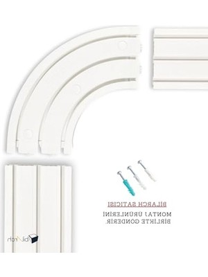 MarkEntegra 90° Dönüş Köşe Aparatı, 3 Raylı Perde Rayı