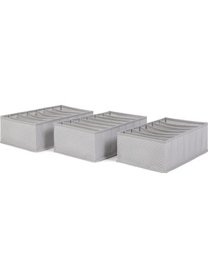 Karahanbey Home Textile 3'lü 7 Bölmeli Gri Balıksırtı Çekmece Düzenleyici Set
