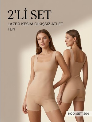 Berrak 2' Li Kadın Lazer Kesim Atlet Iz Yapmayan Pamuklu Kumaş Dikişsiz