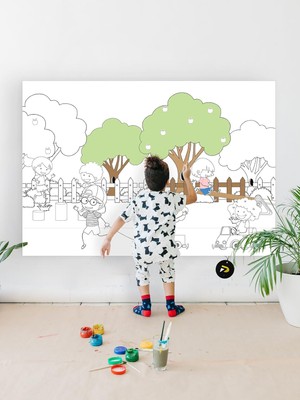 Karahanbey Postermanya Çocuk Parkı Eğitici Dev Boyama Kağıdı, Çocuklar Için Aktivite Boyama Rulosu (90X130CM)