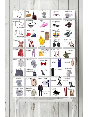 Karahanbey Postermanya (PSTER5021) Ingilizce Kıyafetler Eğitim Posteri 40X60 cm Tablo