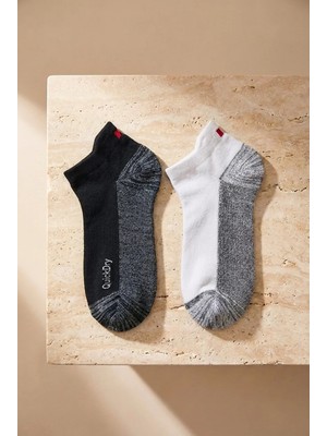 Katia & Bony 2'li Paket Erkek Golf Patik Çorap Siyah/beyaz
