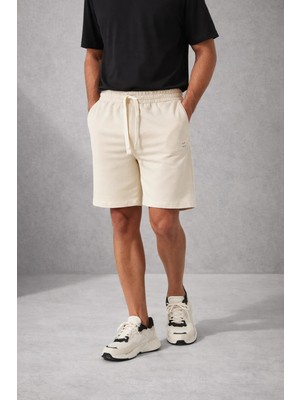 Polo State Erkek Ekru Basic Lastikli Bağcıklı Regular Fit Şort