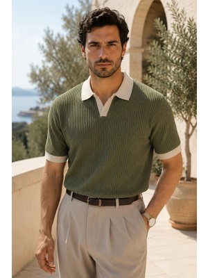Polo State Erkek Yeşil Triko Polo Yaka Tişört