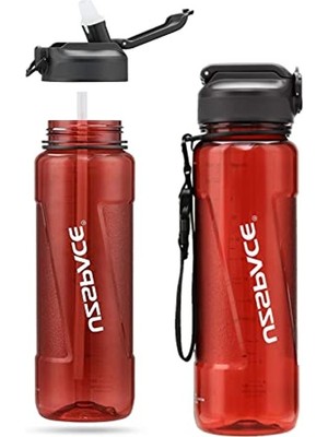 MarkEntegra 850ML Kapasiteli Kırmızı Tritan Su Matarası, Pipetli Tasarım