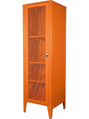 Alfafonet Ziglat Serisi Kilitli Metal Home Office Dolabı %70 Perfore Kapaklı Turuncu 450x1500x450 mm