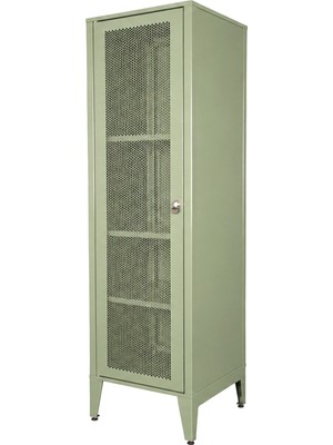 Alfafonet Ziglat Serisi Kilitli Metal Home Office Dolabı %70 Perfore Kapaklı Yeşil 450x1500x450 mm