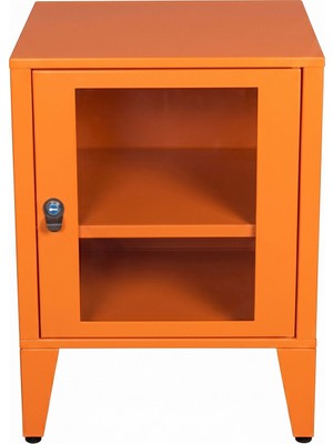 Alfafonet Ziglat 655 Serisi Kilitli Metal Home Office Dolabı Cam Kapaklı Turuncu 450x600x450 mm