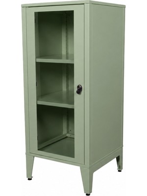 Alfafonet Ziglat Serisi Kilitli Metal Home Office Dolabı Cam Kapaklı Yeşil 450x1050x450 mm