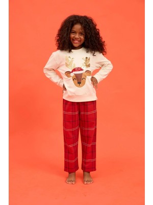 Bony Socks Kız Çocuk Yılbaşı Pijama Takımı Kırmızı