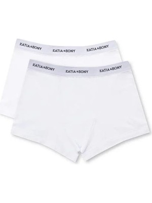 Bony Socks 2'li Paket Basic Modal Erkek Boxer Beyaz/beyaz