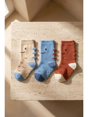 Bony Socks Bebek Sevimli Canavar Desenli 3'lü Soket Çorap