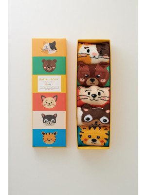 Bony Socks Bebek 5'li Sevimli Hayvan Desenli Kutulu Soket Çorap