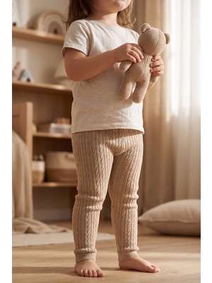Bony Socks Bebek Triko Örgü Tayt Koyu Bej