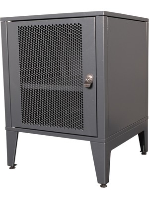 Alfafonet Ziglat 655 Serisi Kilitli Metal Home Office Dolabı %70 Perfore Kapaklı Antrasit Gri 450x600x450 mm