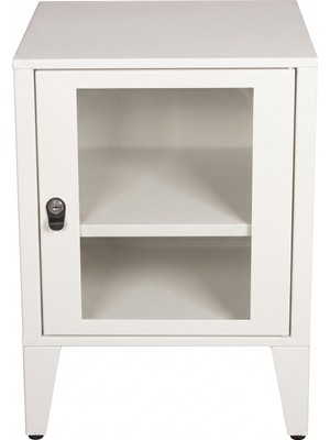 Alfafonet Ziglat 655 Serisi Kilitli Metal Home Office Dolabı Cam Kapaklı Mat Beyaz 450x600x450 mm