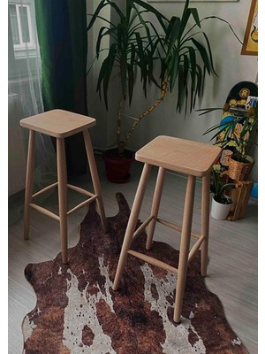 Geppetto Home Ahşap Kare Bar Tabure Sandalye