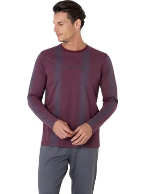 Pierre Cardin Erkek Penye Pijama Takım, %100 Pamuk, Uzunkol Düz Paçalı