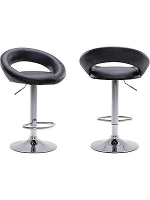 Bar Taburesi: Modern, Füme, Suni Deri, Yuvarlak, Krom, Basit, 64 cm