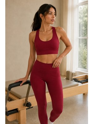 Quhox Kadın Bordo Pedli Sporcu Sütyeni Crop Top