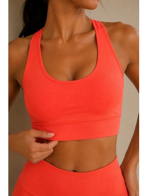 Quhox Kadın Koyu Turuncu Sporcu Sütyeni Crop Top