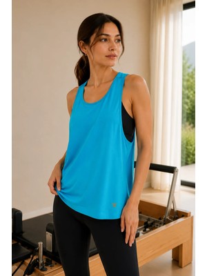 Quhox Kadın Mavi Sırt Dekolteli Racerback Spor Atlet