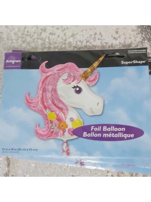 hayaller dükkanı folyo balon unicorn pembe 83x73cm  marka