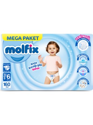 Molfix Kanal Teknolojisi Mega Paket 6 Beden Extra Large 160 Adet