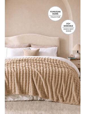 Evien Home Kürk Bubble Battaniye Tek Kişilik Peluş Tavşan Tüyü Yumuşak 180X220 cm
