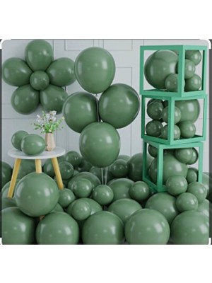 Empressco Yeşil Pastel Latex Balonlar, 12 Inç, 25 Adet, Retro Ada Çayı Teması