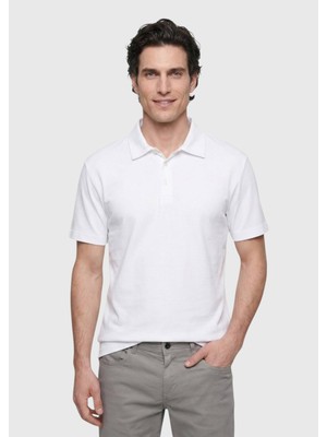 Ramsey Beyaz Düz Pamuk Karışımlı T-Shirt