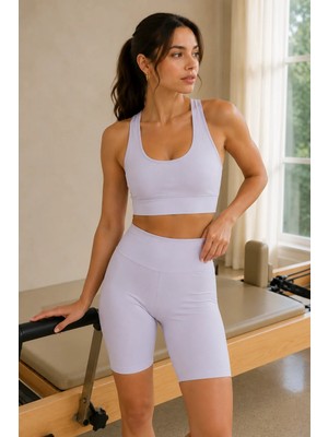 Quhox Kadın Lila Pedli Sporcu Sütyeni Crop Top