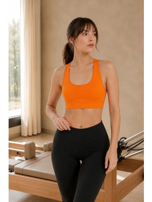 Quhox Kadın Turuncu Sporcu Sütyeni Crop Top