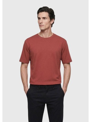 Ramsey Kiremit Düz Pamuk Karışımlı T-Shirt