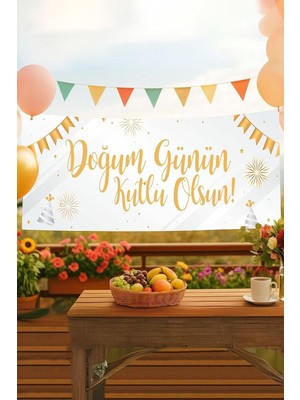 Gold Temalı Isimli Doğum Günü Pankartı, Yetişkin Doğum Günü Afişi, Iyi Ki Doğdun Banner 50X150CM
