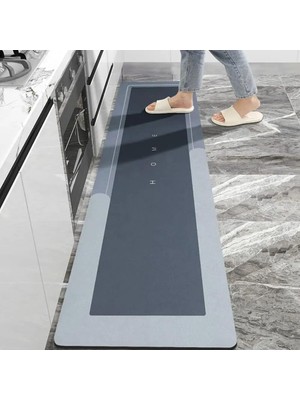 Banyo Paspası-Kaymaz Tabanlı-Süper Emici Banyo Paspası-Abdest Paspası-Uzun Gri 50 * 120