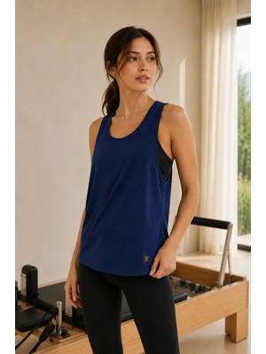 Quhox Kadın Lacivert Sırt Dekolteli Racerback Spor Atlet