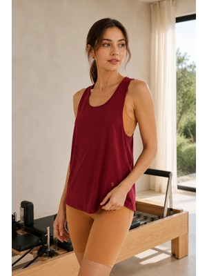 Quhox Kadın Bordo Sırt Dekolteli Racerback Spor Atlet