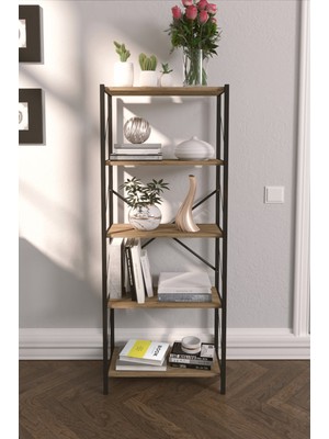 Empressco Modern Çok Amaçlı 5 Raflı Kitaplık ve Dekoratif Çiçeklik