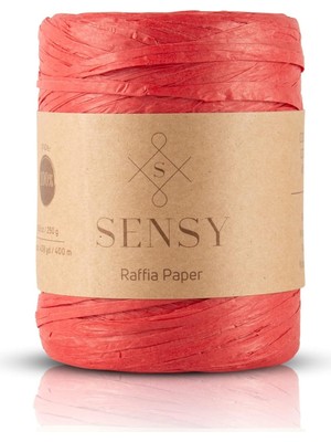 Sensy Premium 400 Metre Rafya Çanta Ipi Raffia Ip Kağıt Ip Supla Ipi 250 Gram (Kırmızı)