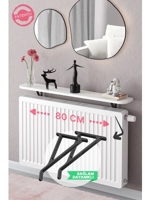 Empressco Montajsız Petek Üstü Raf, 80 cm Oval Beyaz Kalorifer Üstü Rafı