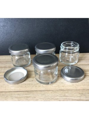 Mobilreyon - 50 Adet 29 cc Cam Kavanoz - Gümüş Kapak - Hediyelik, Hobi, Düğün, Nişan-Mini Kavanoz