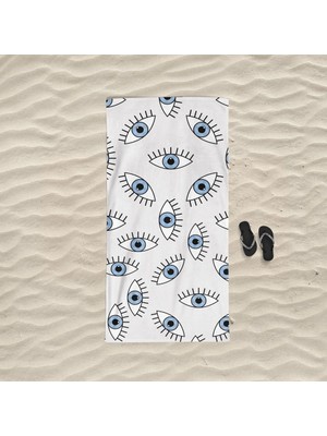 Marte Home Plaj Havlusu Pamuk Polyester Karışımı 75x150 cm Su Emici Özellikli Göz Desenli
