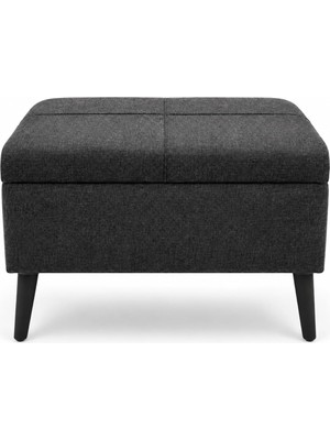 Co Art Home Sandıklı Keten Kumaş Puf / 60 x 45 x 40 / (Antrasit Gri)