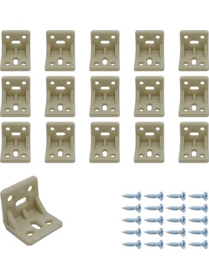 Mr.bracket 15 Ad. Krem Plastik L Gönye Köşebent 25X25X30MM - Mobilya Dolap Raf Çekmece Sehpa Sandalye Birleştirme Sabitleme Montaj Bağlantı Aparatı
