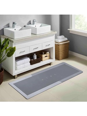 Banyo Paspası - Kaymaz Tabanlı - Süper Emici - Abdest Paspası - Uzun Gri 40 * 120 cm