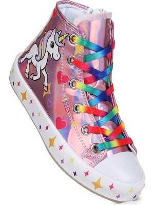 Kiko Kids Pames Unicorn Fermuarlı Kız Çocuk Spor Ayakkabı Pembe
