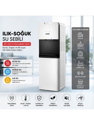 Cansa Su Sebili - Sıcak, Ilık ve Soğuk Su Seçenekli - Üstten Yüklemeli